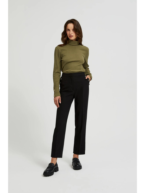 Moodo Čierne nohavice s ozdobnými gombíkmi na vreckách Moodo