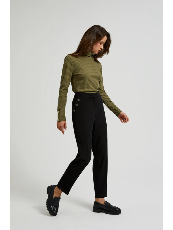 Moodo Čierne nohavice s ozdobnými gombíkmi na vreckách Moodo