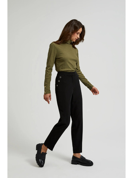 Moodo Čierne nohavice s ozdobnými gombíkmi na vreckách Moodo