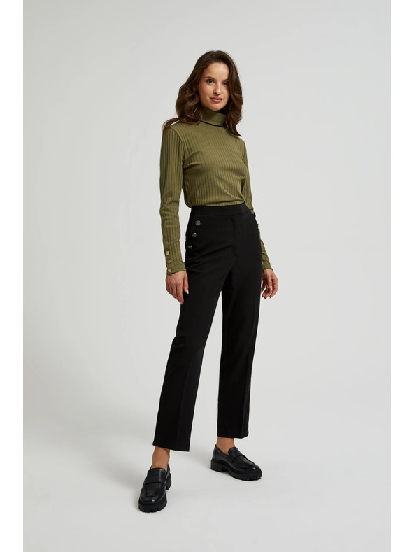 Moodo Čierne nohavice s ozdobnými gombíkmi na vreckách Moodo