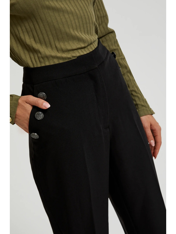 Moodo Čierne nohavice s ozdobnými gombíkmi na vreckách Moodo