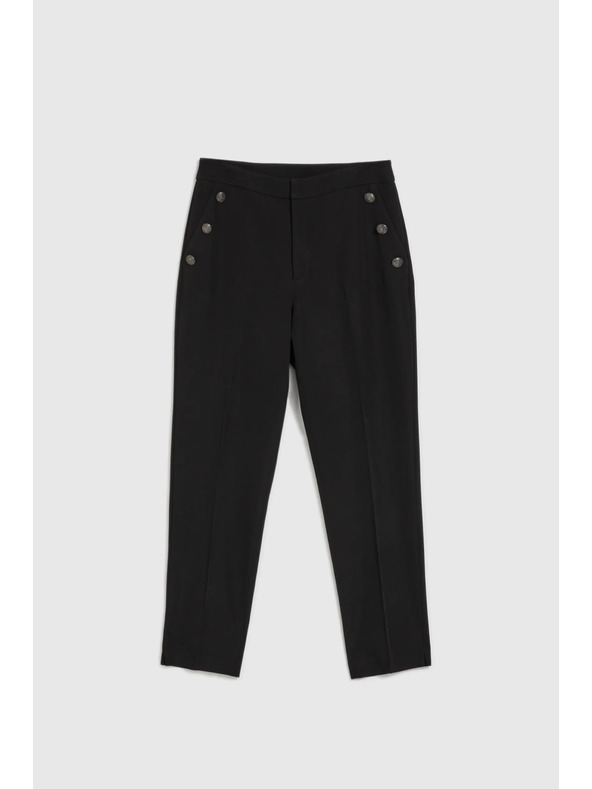 Moodo Čierne nohavice s ozdobnými gombíkmi na vreckách Moodo