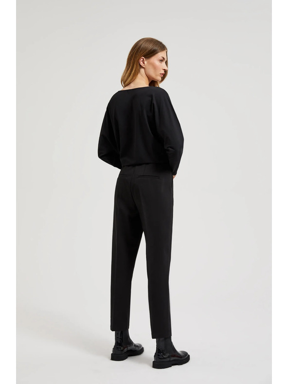 Moodo Hladké nohavice do lemu čierne Moodo