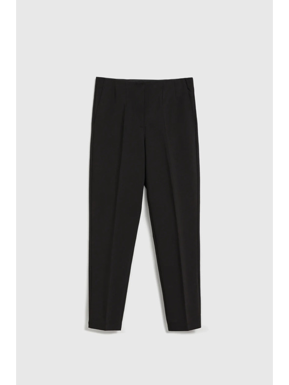 Moodo Hladké nohavice do lemu čierne Moodo