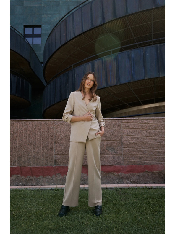 Moodo Elegantné nohavice béžové Moodo