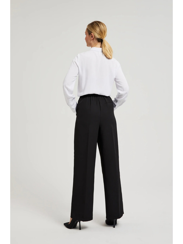 Moodo Spoločenské čierne nohavice s nohavicami do záhybu Moodo