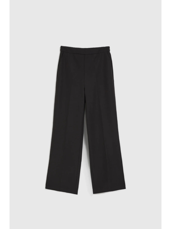 Moodo Spoločenské čierne nohavice s nohavicami do záhybu Moodo