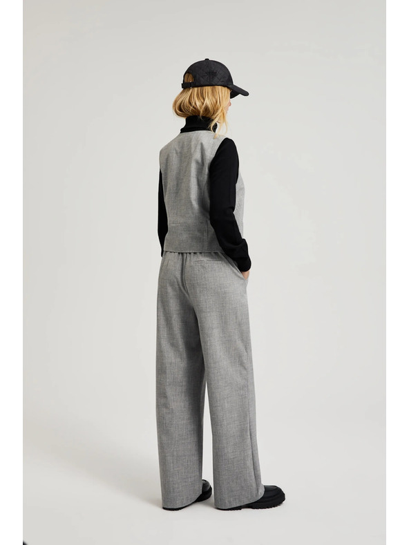 Moodo Spoločenské sivé nohavice s rovnými nohavicami Moodo