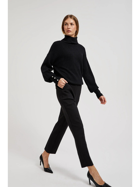 Moodo Elegantné čierne nohavice do záhybu Moodo