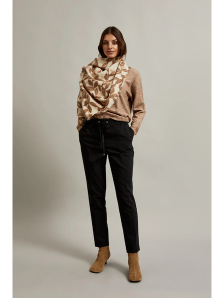 Moodo Čierne nohavice s rovnými nohavicami a opaskom Moodo