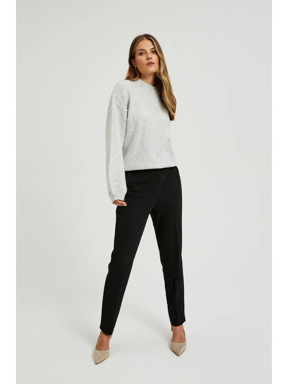 Moodo Elegantné čierne úzke nohavice Moodo