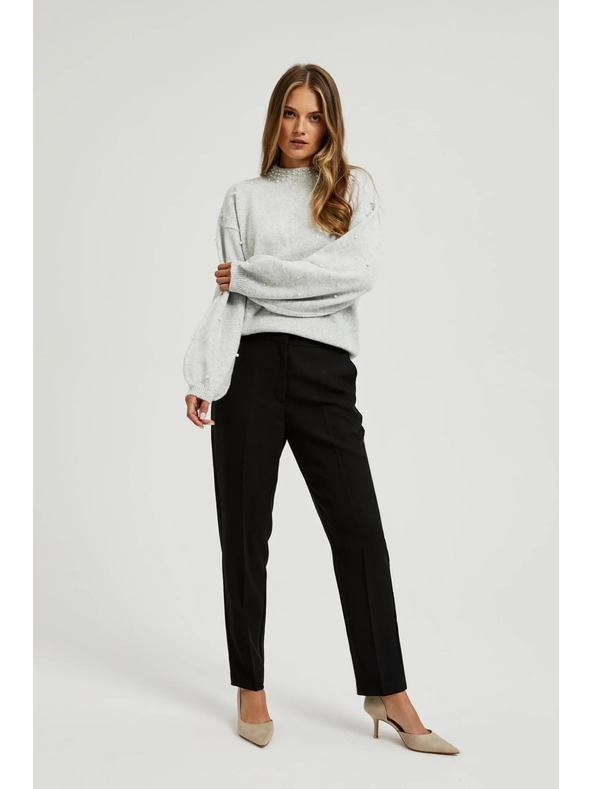 Moodo Elegantné čierne úzke nohavice Moodo