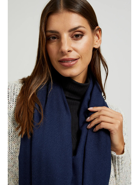 Moodo Hladká tmavmodrá šál so strapcami Moodo