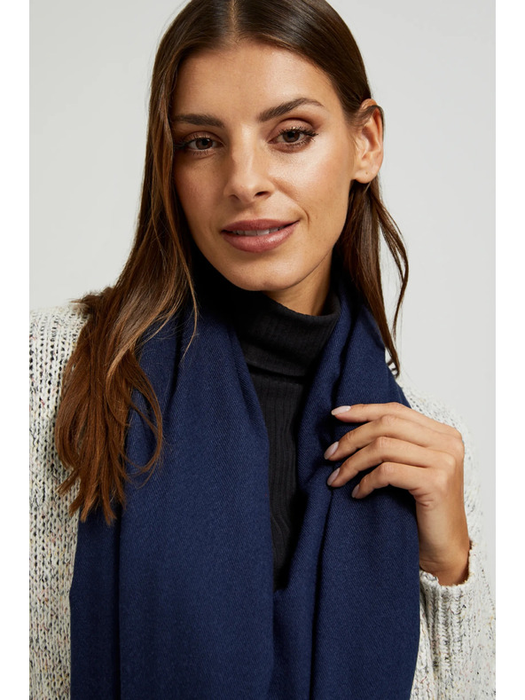 Moodo Hladká tmavmodrá šál so strapcami Moodo