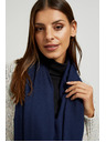 Moodo Hladká tmavmodrá šál so strapcami Moodo