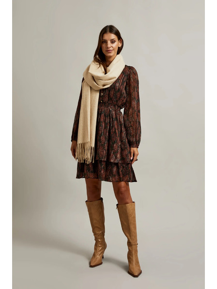 Moodo Hladký béžový šál so strapcami Moodo