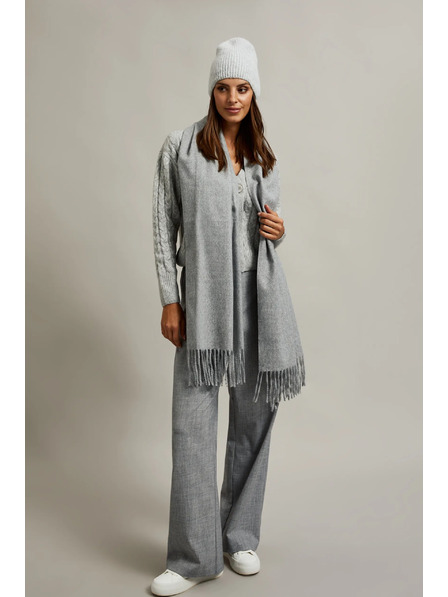 Moodo Hladká svetlosivá šál so strapcami Moodo