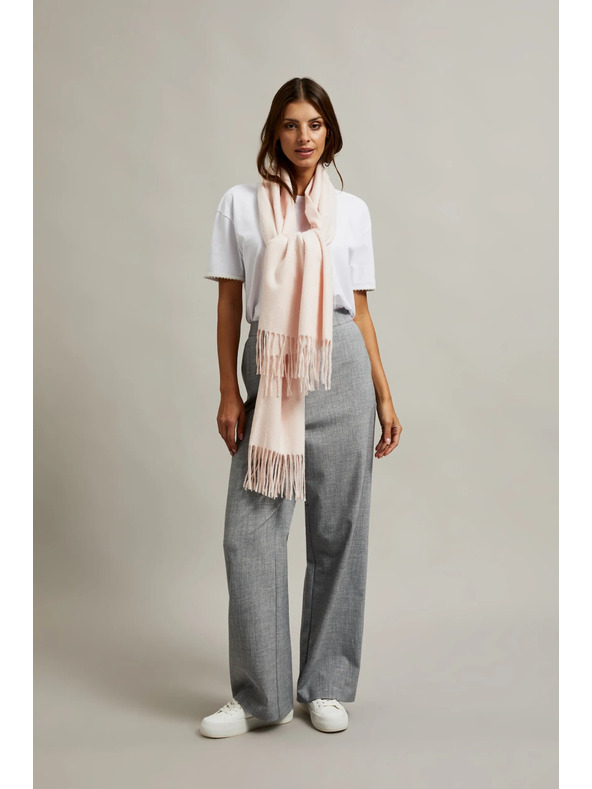 Moodo Hladká ružová šál so strapcami Moodo