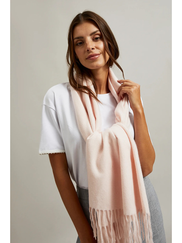 Moodo Hladká ružová šál so strapcami Moodo