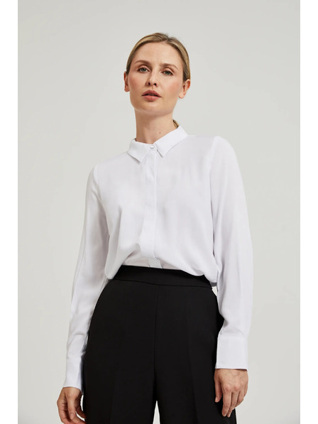 Moodo Viskózová košeľa s golierom biela Moodo