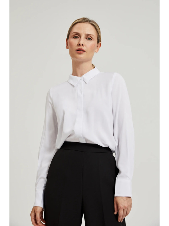 Moodo Viskózová košeľa s golierom biela Moodo