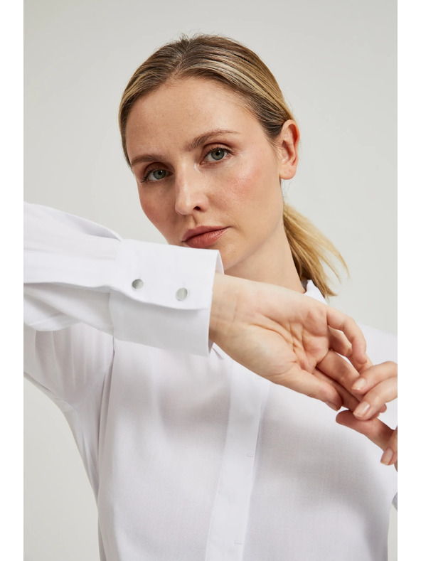 Moodo Viskózová košeľa s golierom biela Moodo