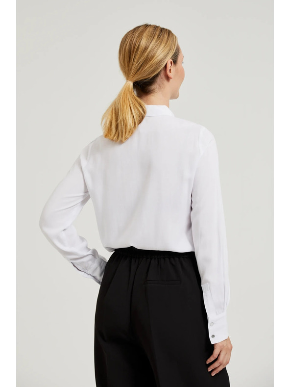 Moodo Viskózová košeľa s golierom biela Moodo