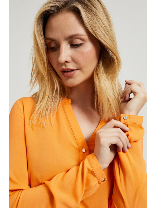 Moodo Košeľa s výstrihom do V s gombíkmi oranžová Moodo