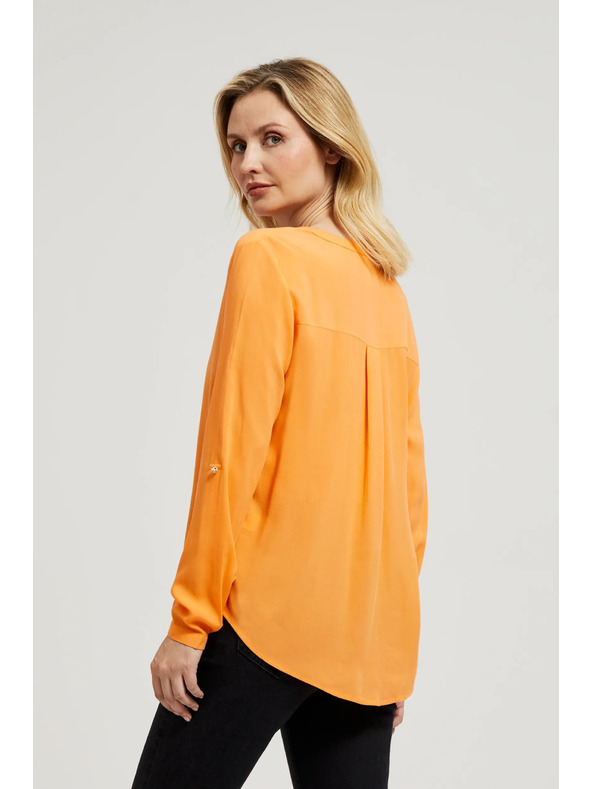 Moodo Košeľa s výstrihom do V s gombíkmi oranžová Moodo