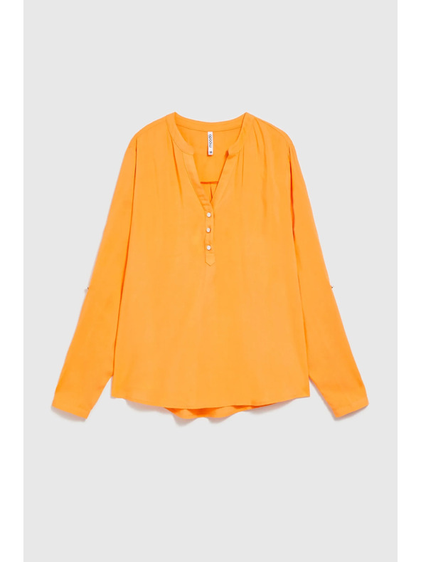 Moodo Košeľa s výstrihom do V s gombíkmi oranžová Moodo