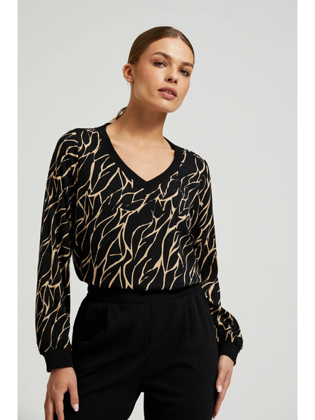 Moodo Viskózová košeľa s výstrihom do V čierna Moodo