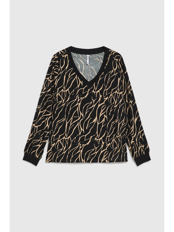 Moodo Viskózová košeľa s výstrihom do V čierna Moodo