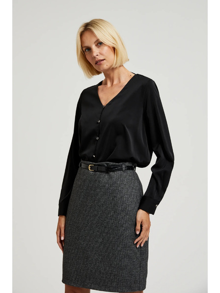 Moodo Hladká košeľa s ozdobnými gombíkmi čierna Moodo