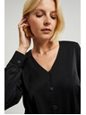 Moodo Hladká košeľa s ozdobnými gombíkmi čierna Moodo