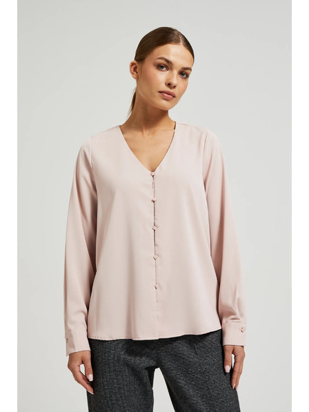 Moodo Hladká košeľa s ozdobnými gombíkmi Moodo