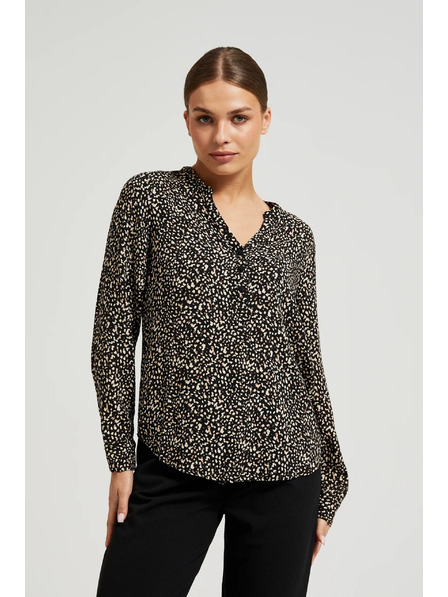 Moodo Vzorovaná košeľa s dlhými rukávmi čierna Moodo