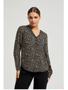 Moodo Vzorovaná košeľa s dlhými rukávmi čierna Moodo