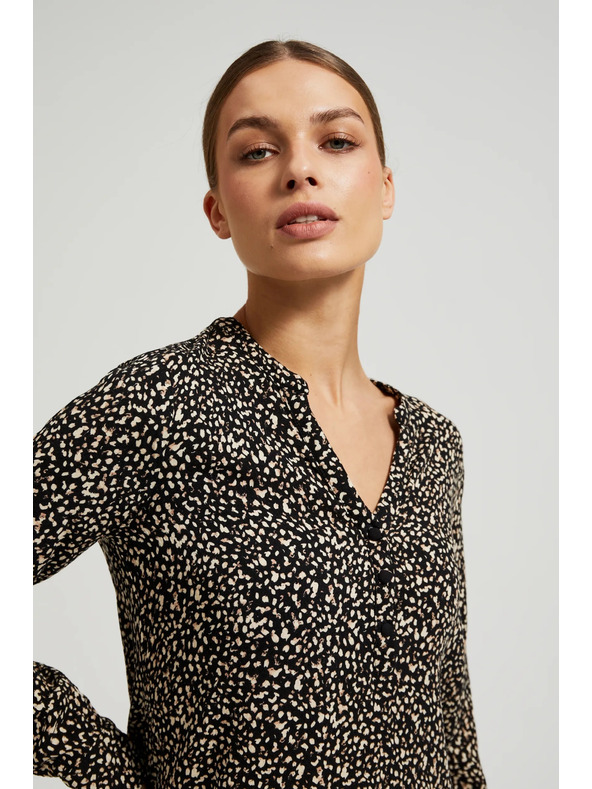 Moodo Vzorovaná košeľa s dlhými rukávmi čierna Moodo