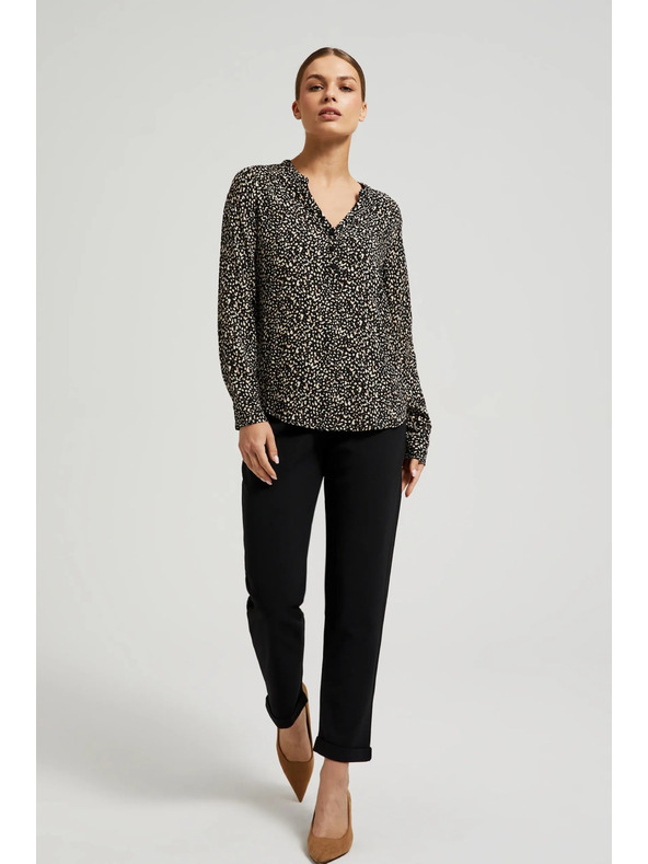 Moodo Vzorovaná košeľa s dlhými rukávmi čierna Moodo