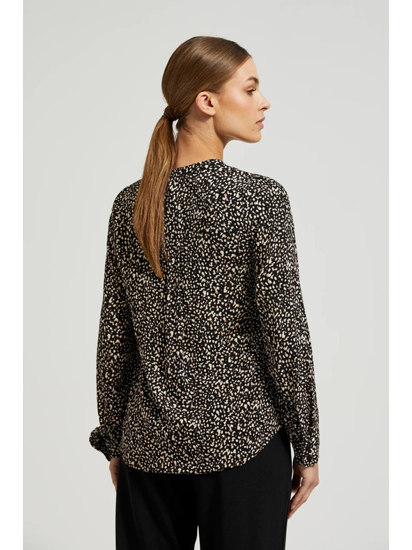 Moodo Vzorovaná košeľa s dlhými rukávmi čierna Moodo