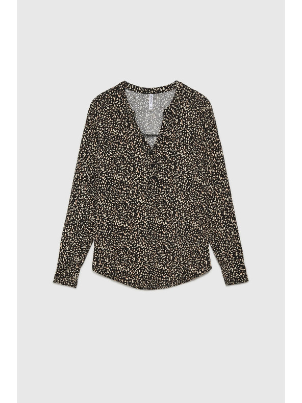 Moodo Vzorovaná košeľa s dlhými rukávmi čierna Moodo