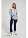 Moodo Biela košeľa s kvetinovým potlačou a dlhými rukávmi Moodo