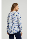 Moodo Biela košeľa s kvetinovým potlačou a dlhými rukávmi Moodo