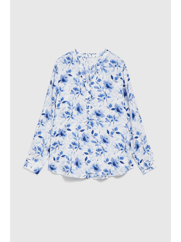 Moodo Biela košeľa s kvetinovým potlačou a dlhými rukávmi Moodo