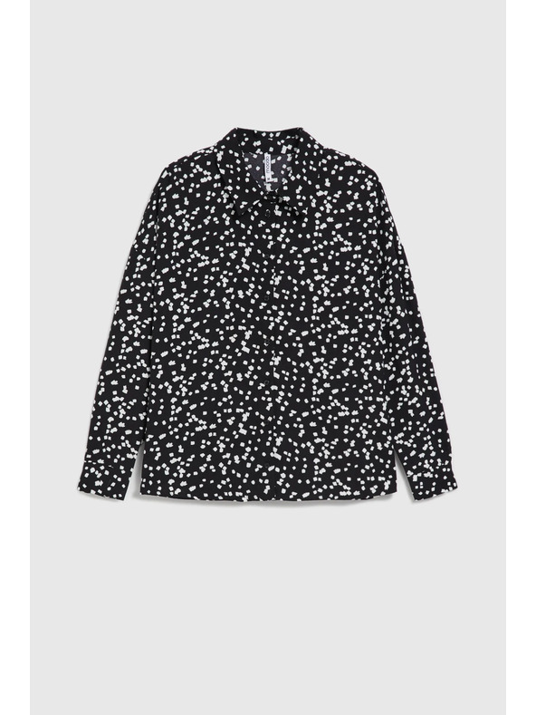 Moodo Čierna košeľa so vzorom s golierom Moodo