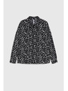 Moodo Čierna košeľa so vzorom s golierom Moodo