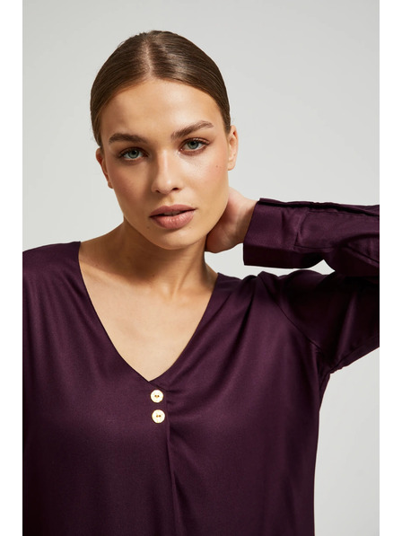 Moodo Košeľa s výstrihom do V a ozdobnými gombíkmi fialová Moodo