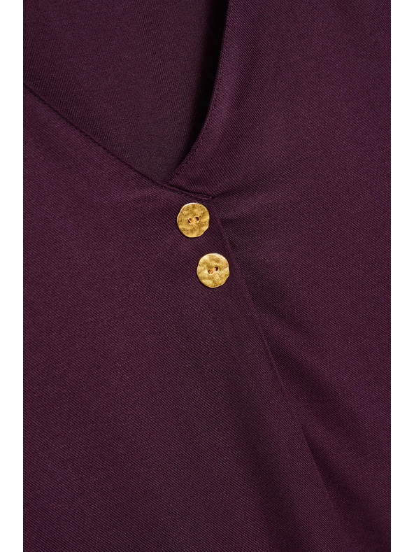 Moodo Košeľa s výstrihom do V a ozdobnými gombíkmi fialová Moodo