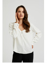 Moodo Košeľa s výstrihom do V a ozdobnými gombíkmi biela Moodo