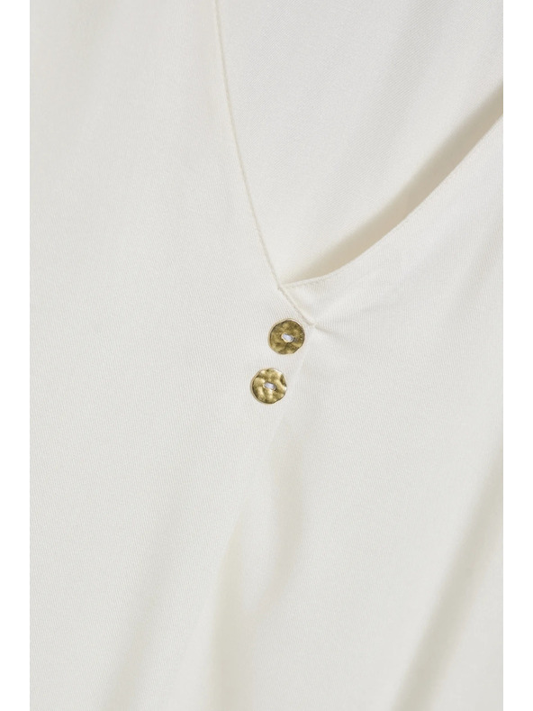 Moodo Košeľa s výstrihom do V a ozdobnými gombíkmi biela Moodo